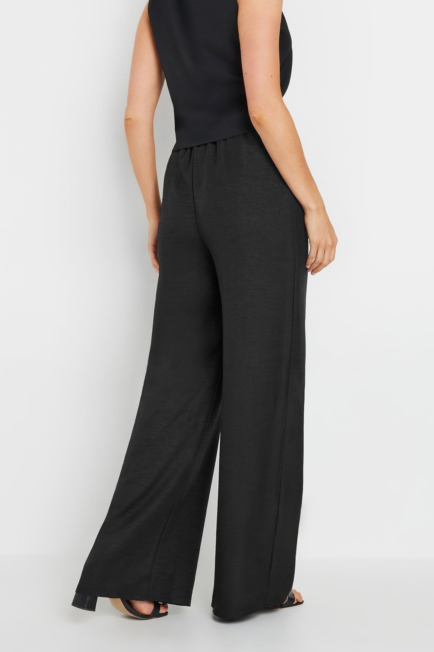 Long Tall Sally LTS Tall Textured Wide Leg Pants Black 16