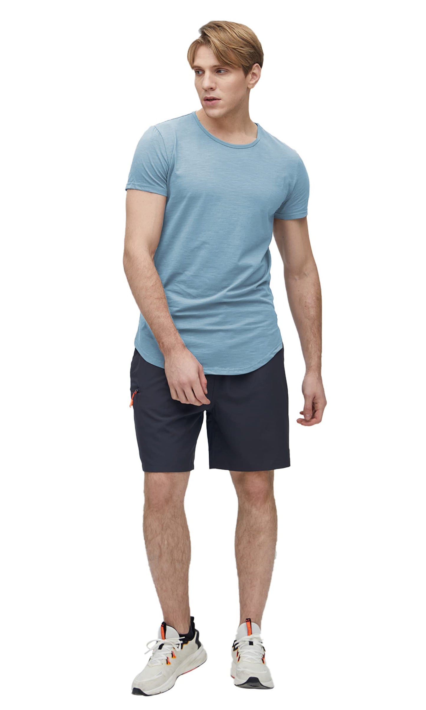 LETAOTAO Mens Tall Shirts Hipster Fashion Gym Muscle Tshirts Scallop Longline Extra Long Tee for Men