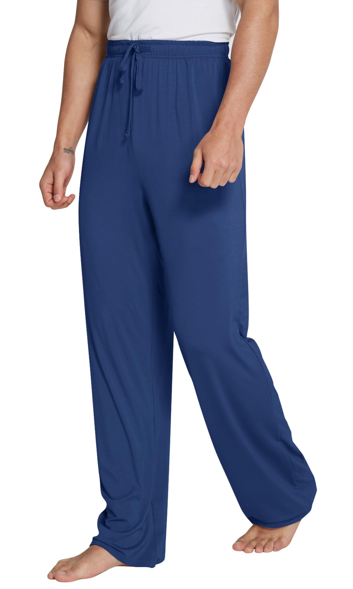 WiWi Bamboo Viscose Pajama Pants for Men Tall Sleep Bottoms Big Warm Long Pj Lightweight Lounge Sweatpants S-XXL, Blue Depth, Small