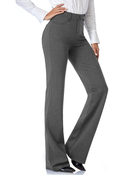 Tapata Women's 28''/30''/32''/34'' Stretchy Bootcut Dress Pants with Pockets Tall, Petite, Regular for Office Work Business 34",New Charcoal,XXL