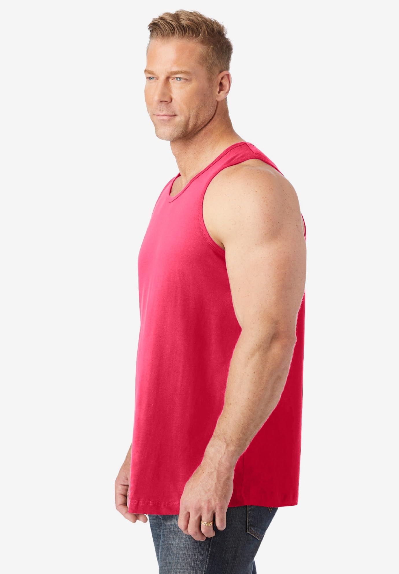KingSize Men's Big & Tall Shrink-Less Lightweight Longer-Length Tank - 7XL, Red