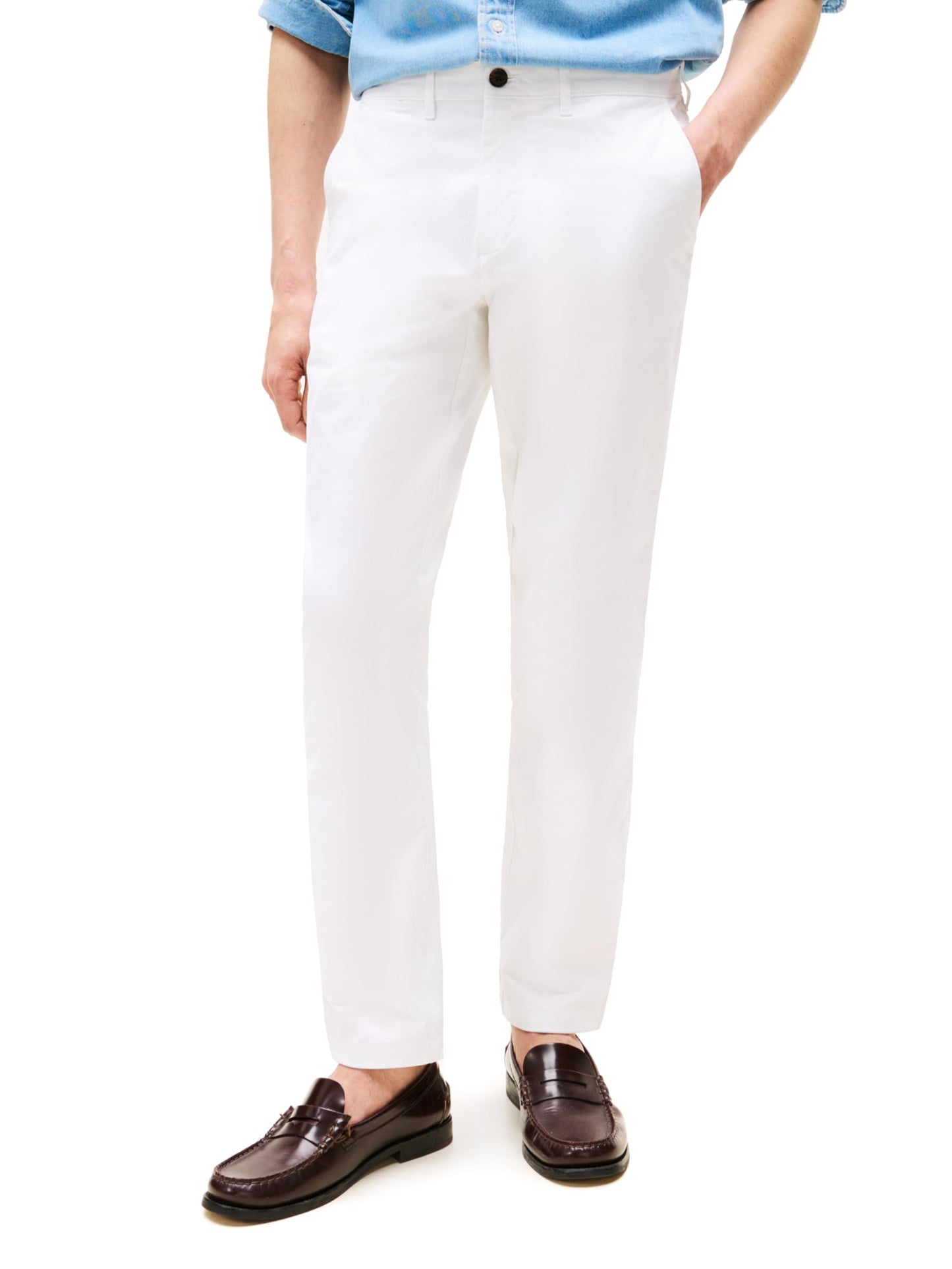 Tommy Hilfiger Men's Chino Pants Stretch Slim-Fit, TH Optic White 38x36