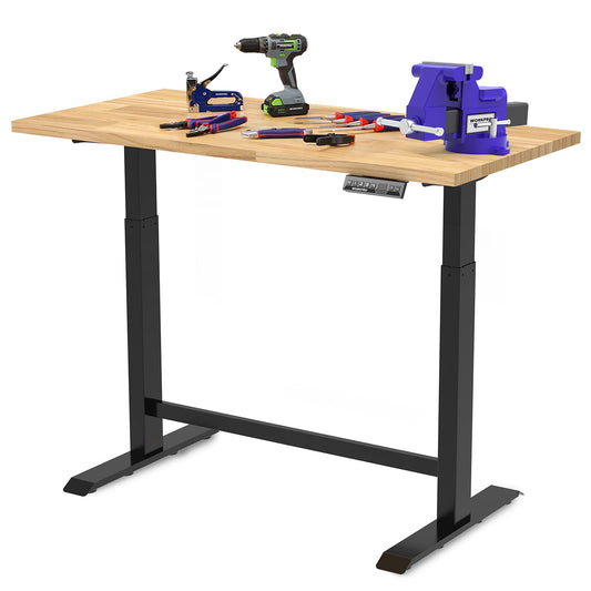 WORKPRO Dual Motor 48" Electric Height Adjustable Workbench, 500 LBS Load Capacity 48"x24" Wooden Top and Memory Keypad, Work Table for Workshop, Garage, 28-3/4" to 48-7/16 Lift Range