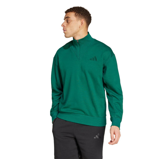adidas Men's Tall Size All SZN Fleece Quarter-Zip Crewneck Swearshirt, Collegiate Green