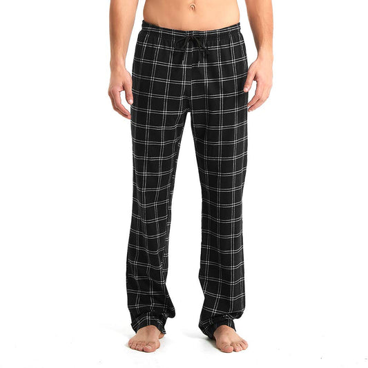 Idtswch Mens Tall Pajama Pants 38" Inseam Plaid Lounge Pants Sleepwear Pajama Bottoms 100% Cotton Black/White