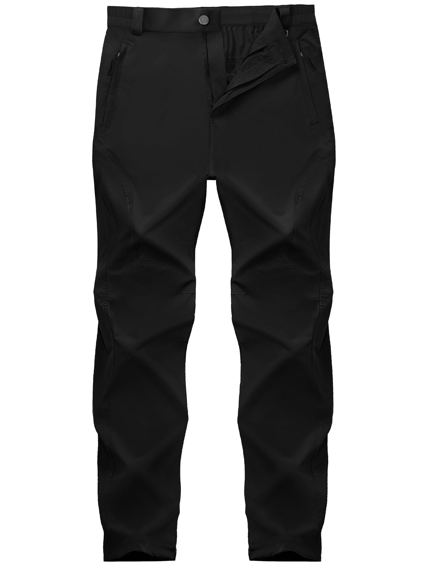 SEVEGO 30"/32"/34"/36" Inseam Men's Tall Hiking Pants Quick Dry Outdoor Waterproof Fishing Cargo Pants with Belt 5 Pockets 38" Black XXL