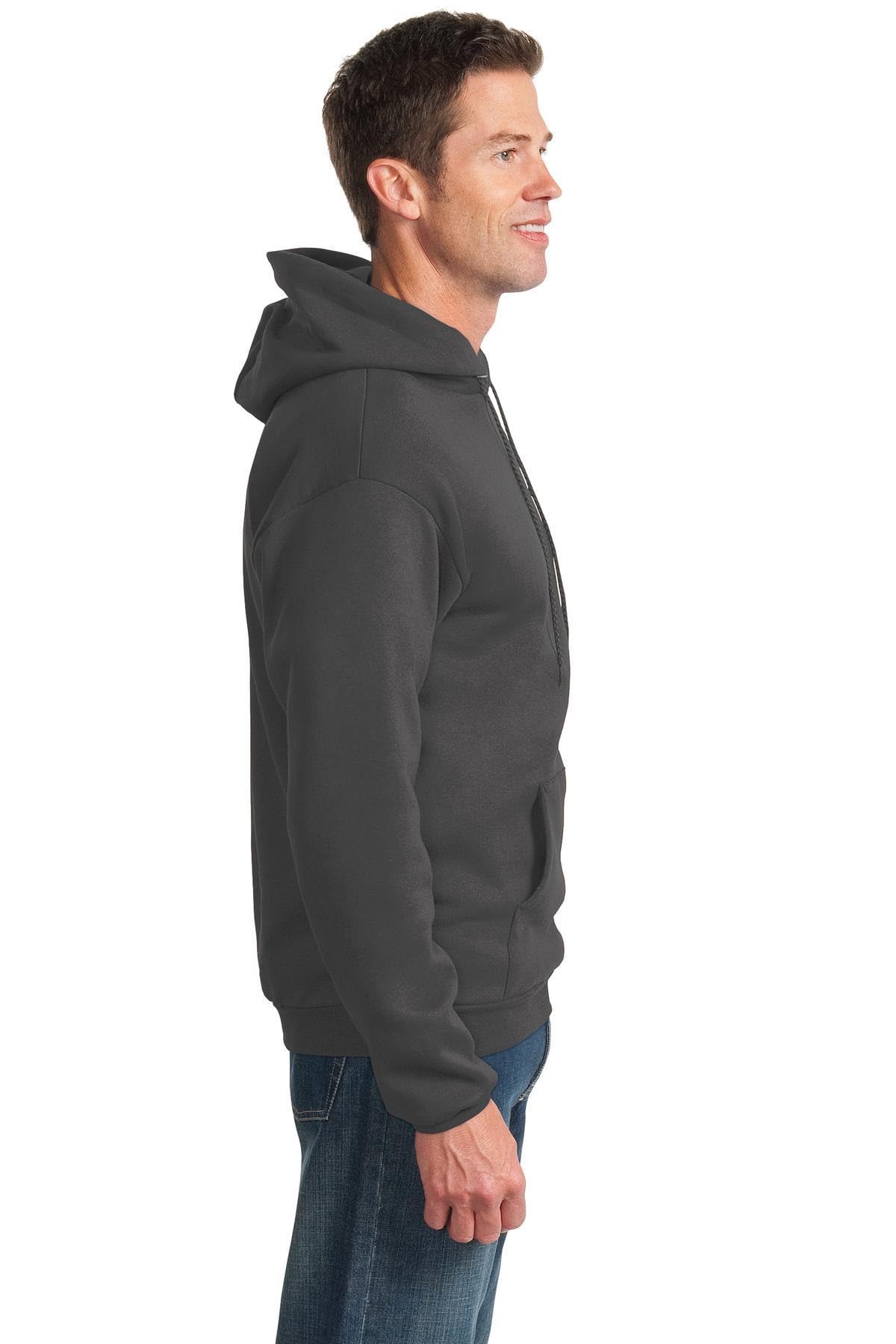 Port & Co TALL Essential Fleece Pullover Hooded Sweatshirt-PC90HT-4XLT-Charcoal