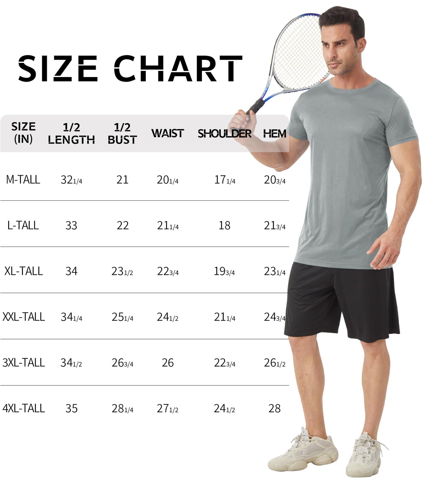 Idtswch Men's Tall T-Shirt Rash Guard UPF 50+ T-Shirt Quick Dry Swim Water Top Tee Short Sleeve Athletic Shirts gray-3XL