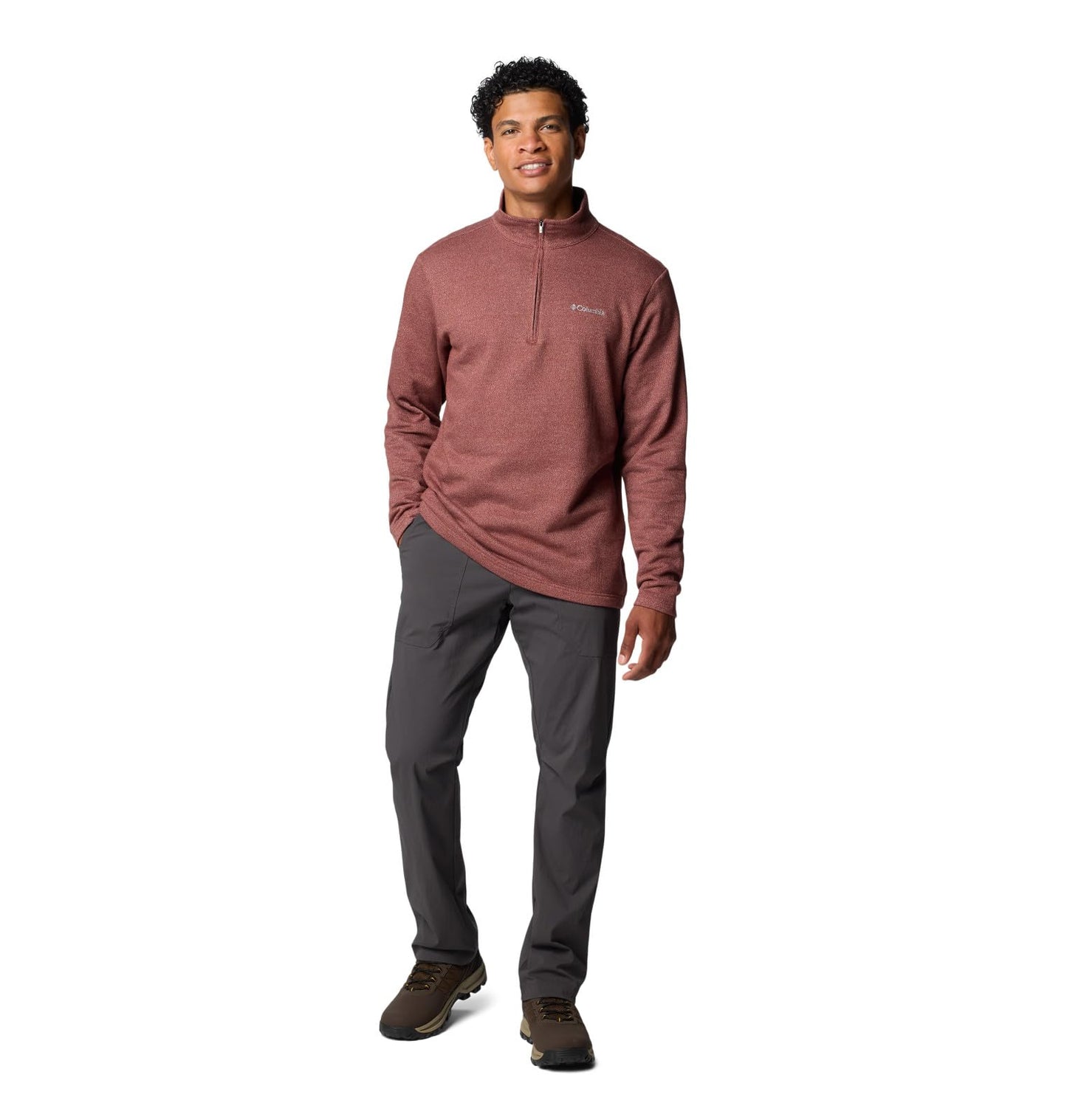 Columbia Men's Great Hart Mountain III Half Zip, Spice Heather, Large Tall