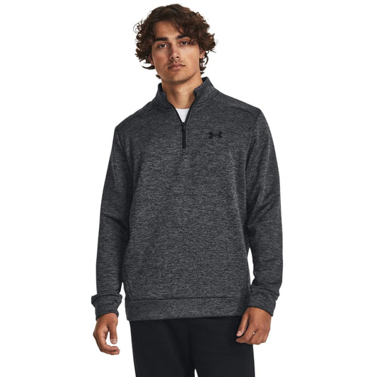 Under Armour mens Armour Fleece Twist Quarter Zip, (001) Black / / Black, Small Tall