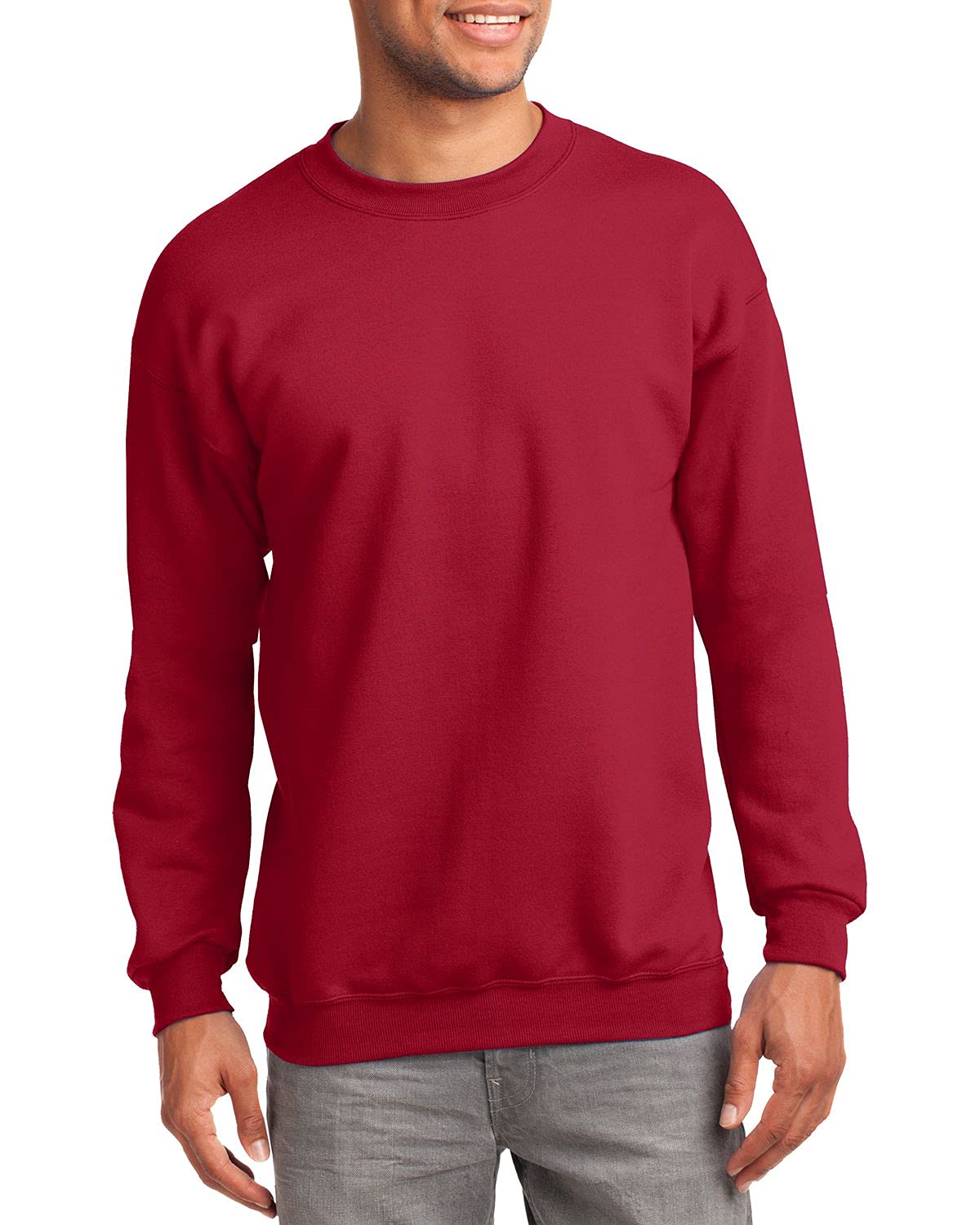 JustBlanks Fleece Sweatshirt for Men Tall Men’s Sweatshirt Crewneck Sweatshirt Relaxed-Fit Pullover Sweatshirt - Red - 3XLT