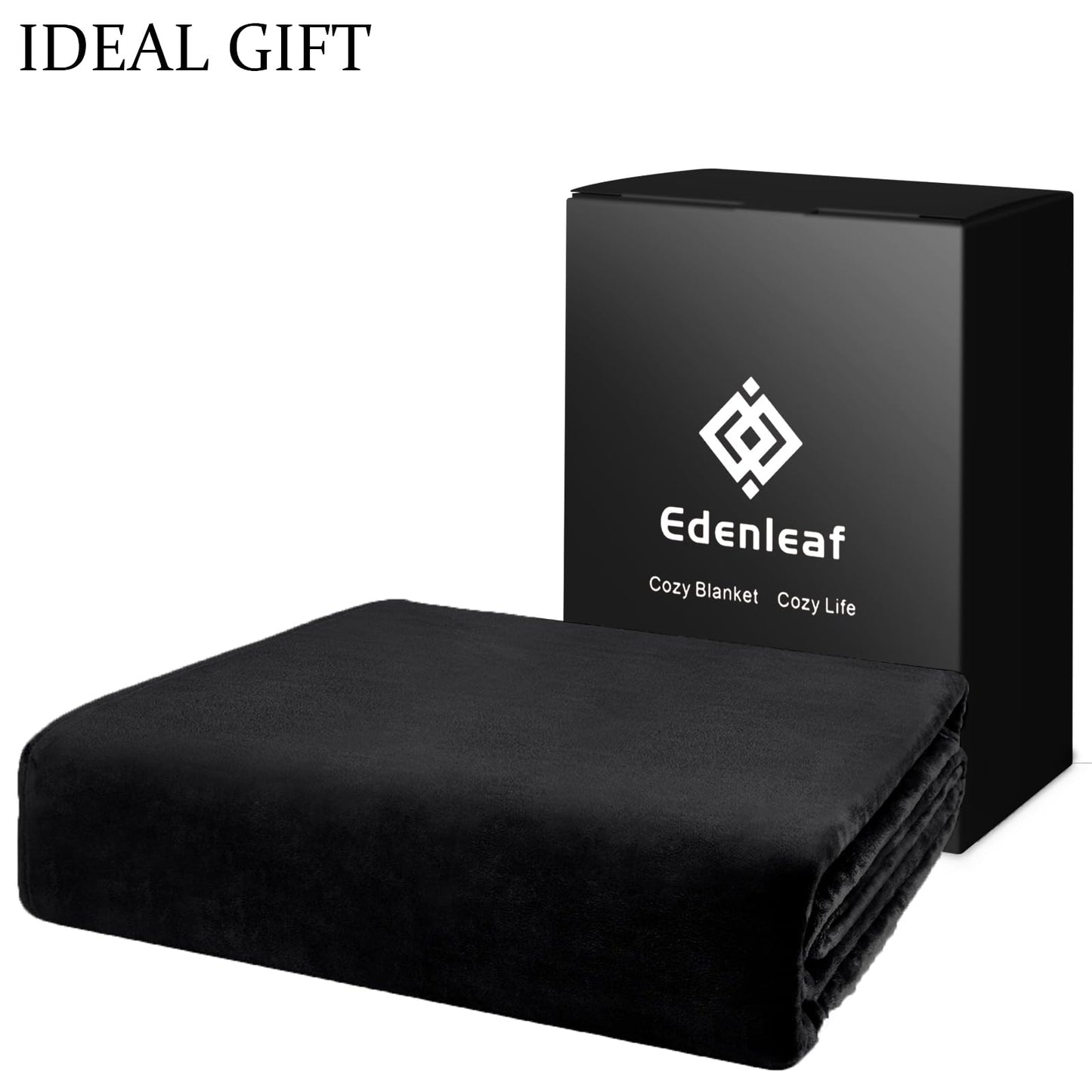 Edenleaf Big Oversized Soft Blanket, Giant Fleece Companion 120x120, California King Warm Blanket for Whole Family, Bed, Sofa, Couch, Travel, Camping 120x120 Black