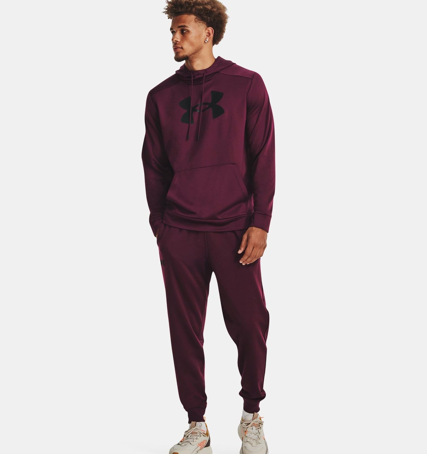 Under Armour mens Armour Fleece Big Logo Hoodie, (600) Dark Maroon / / Black, Large Tall