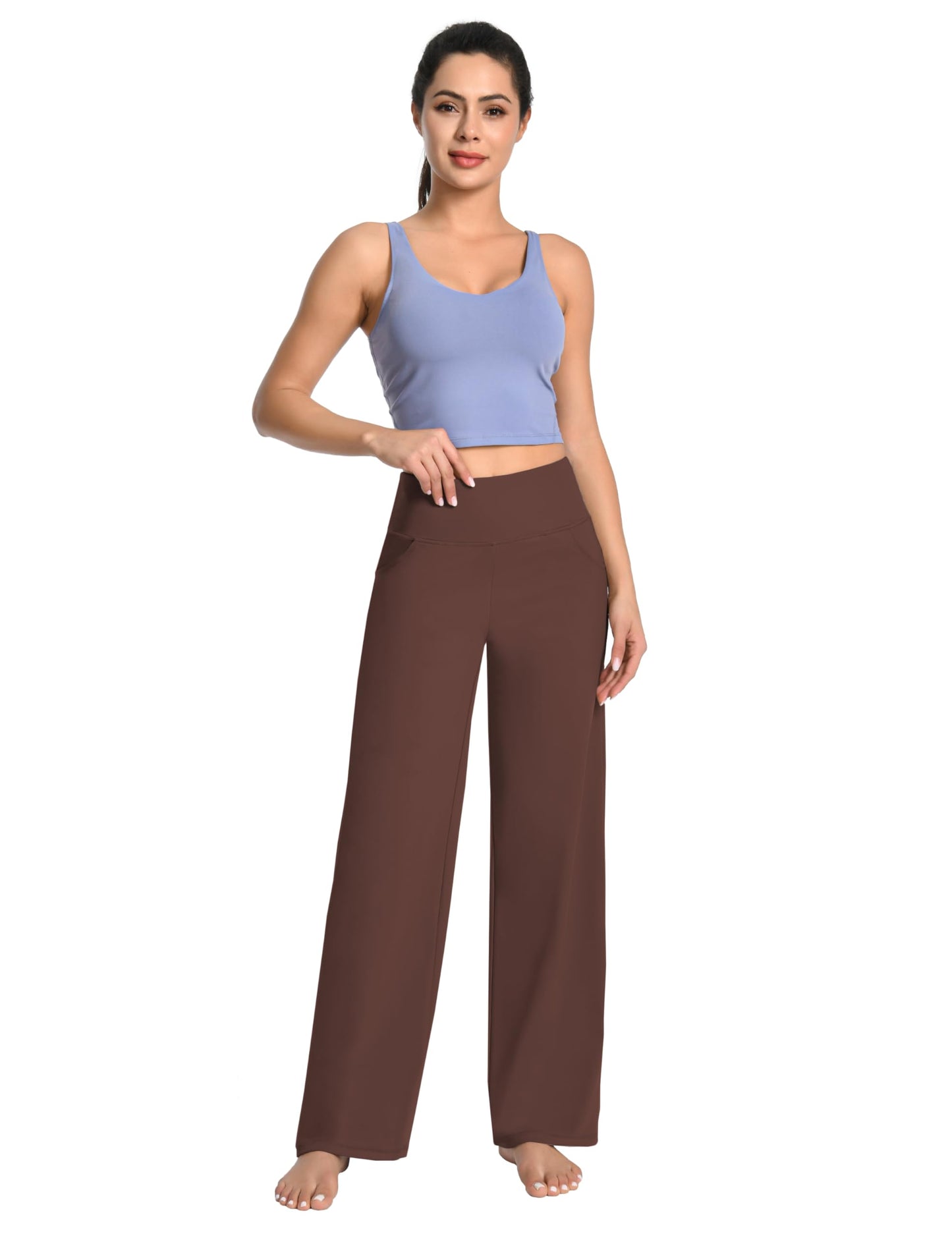 BUBBLELIME 29"/31"/33"/35"/37" Women's Wide Legs Yoga Pants Loose Lounge Sweatpants - Wide Legs_MAHOGANYMAROON S_35" Inseam