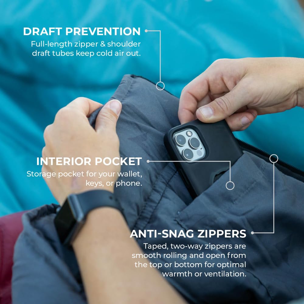 XXL Long Sleeping Bag (7'6"), Teton Fahrenheit: 0ºF rated