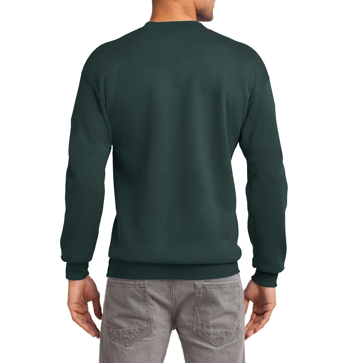JustBlanks Fleece Sweatshirt for Men Tall Men’s Sweatshirt Crewneck Sweatshirt Relaxed-Fit Pullover Sweatshirt - Dark Green - 3XLT
