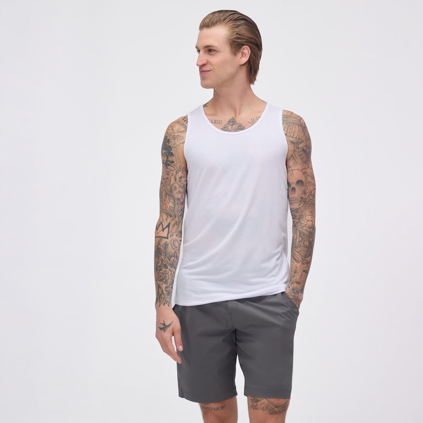 Men's Tall Slim-Fit Orginal Tank Top Shirt, Soft Polyester Blend Long Tee (Tall, Large, Royal Blue)