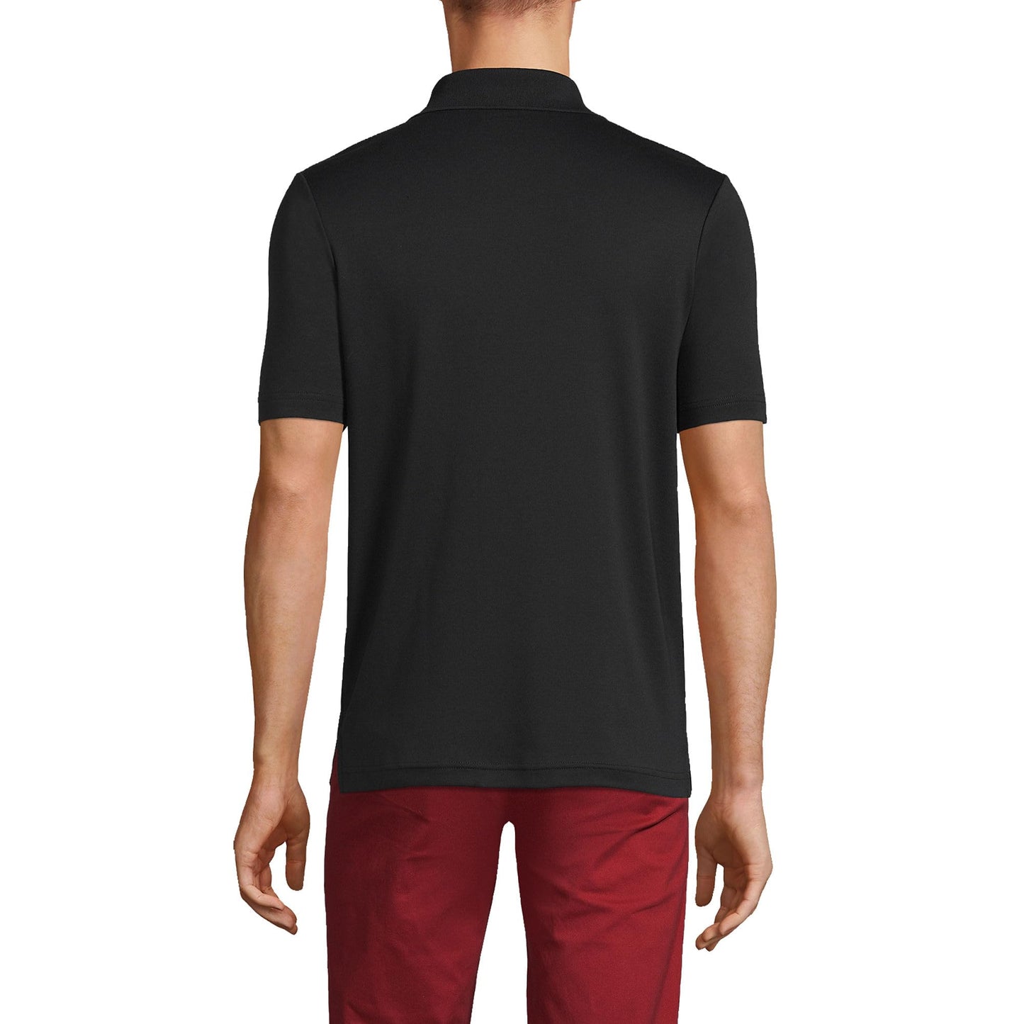 Lands' End Mens Short Sleeve Pocket Supima Polo Black Tall Medium