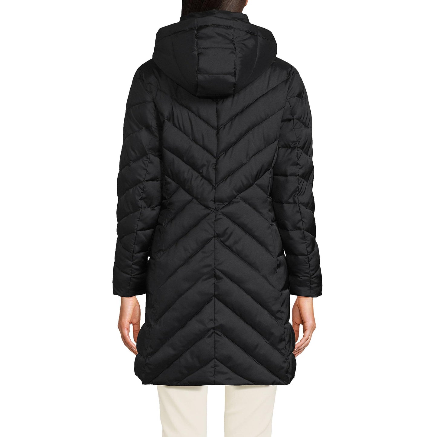 Lands' End Womens Plush Lined Insulated Coat Black Tall Large