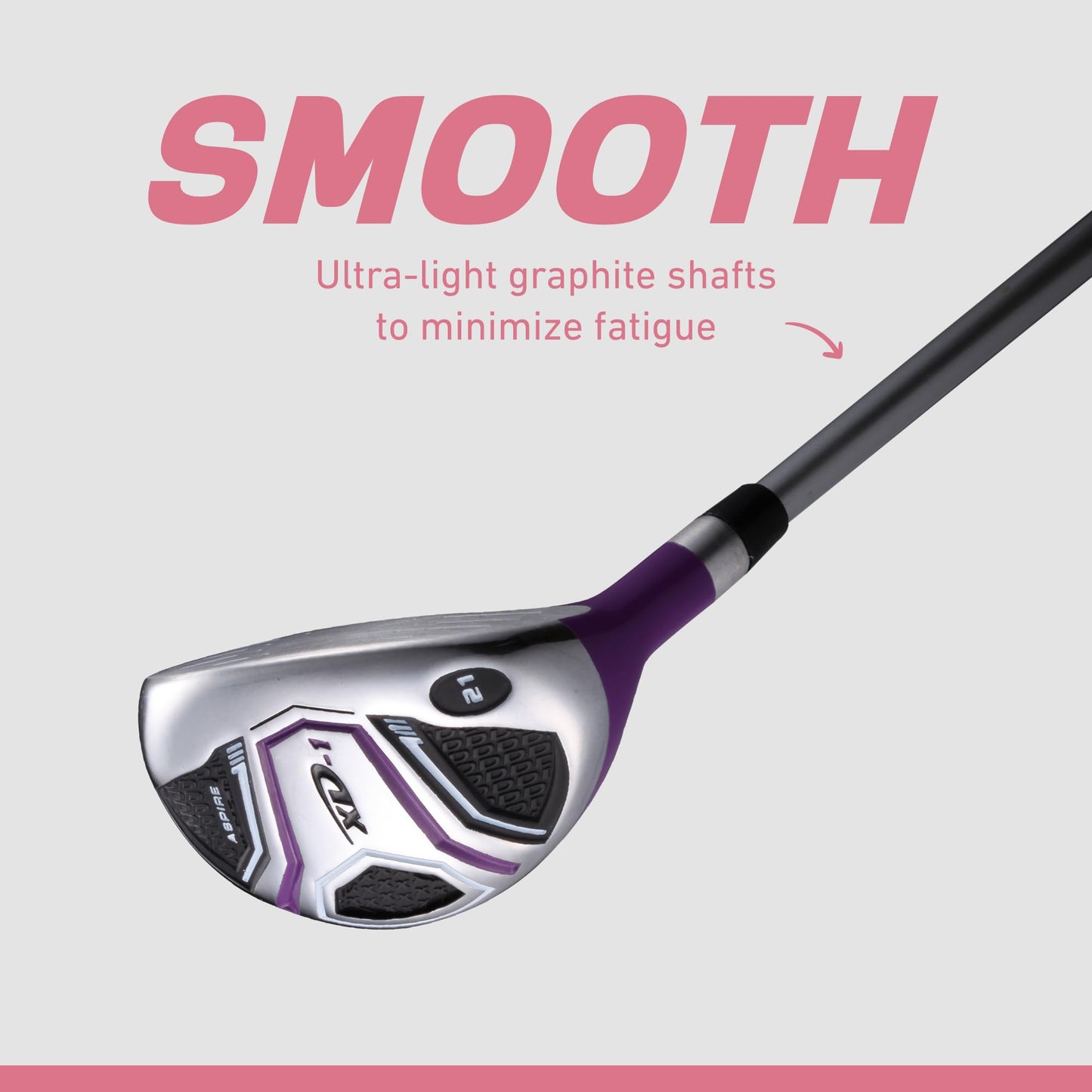 Aspire XD1 Women's Golf Club Set β Ultra-Light Graphite Shafts, Driver, Fairway, Hybrid, 6-PW Irons, Putter, Stand Bag & Headcovers β Right-Handed, Available in Regular, Petite & Tall Sizes β Purple