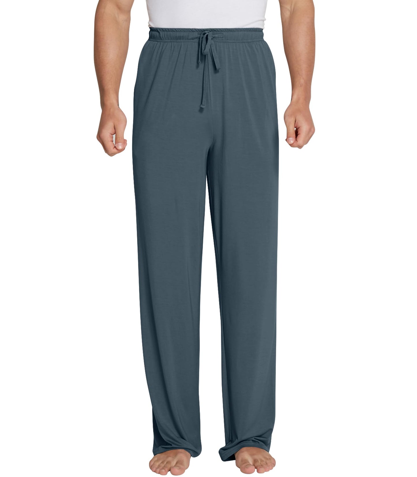 WiWi Bamboo Viscose Pajama Pants for Men Tall Sleep Bottoms Big Warm Long Pj Lightweight Lounge Sweatpants S-XXL, Grayish Blue, Small