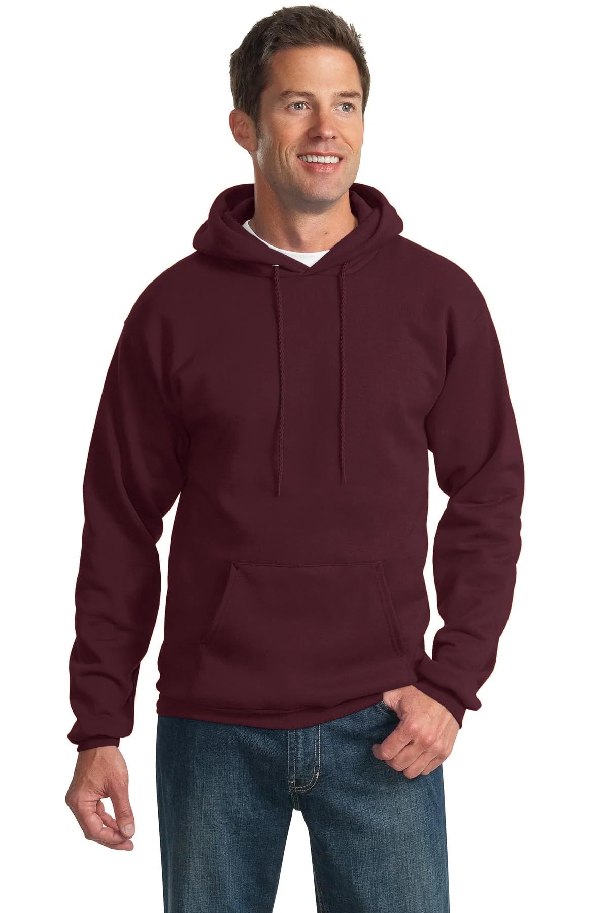 Port & Co TALL Essential Fleece Pullover Hooded Sweatshirt-PC90HT-XLT-Maroon