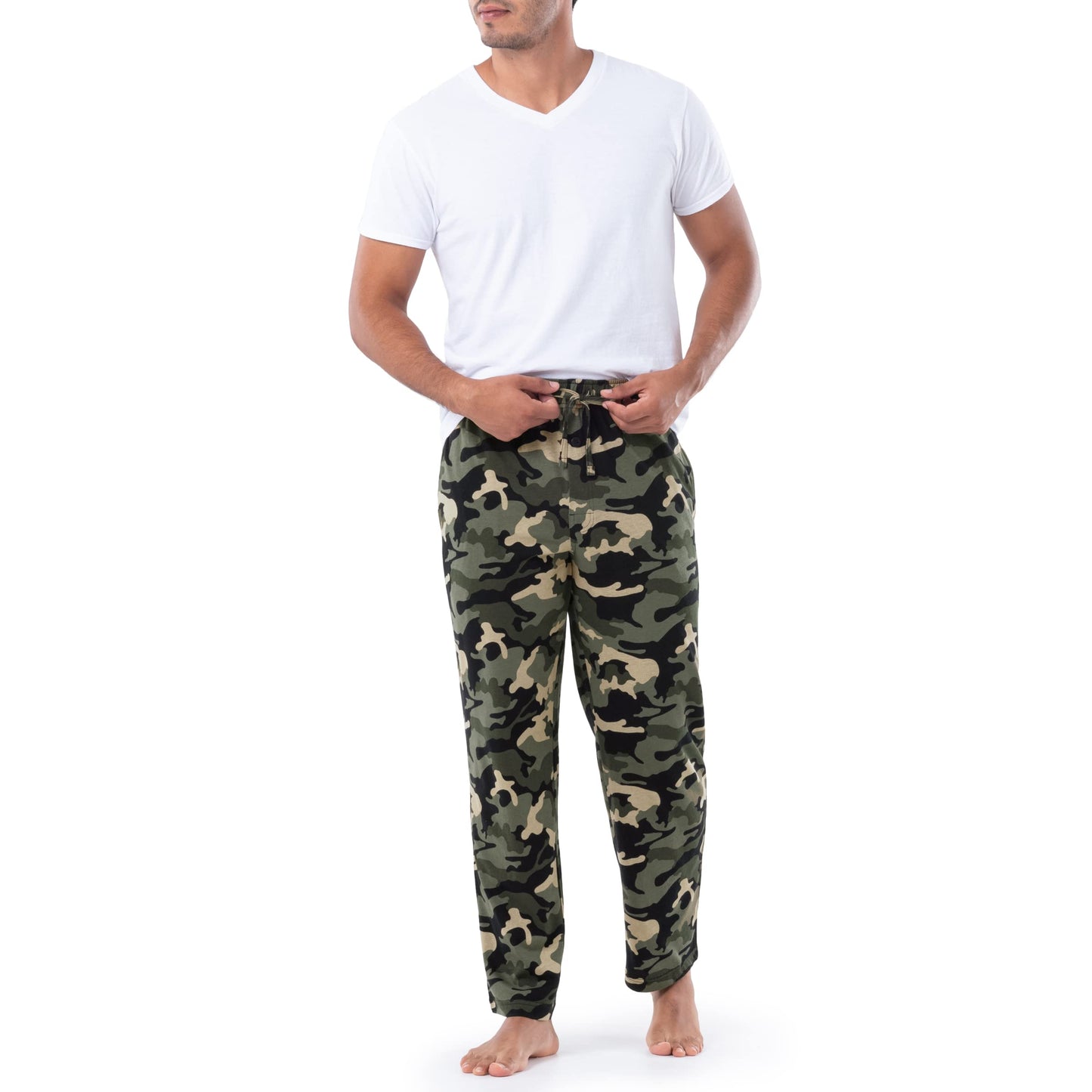 Fruit of the Loom Men's 1-Pack Extended Sizes Jersey Knit Sleep Pant (1 & 2 Packs), Camo, X-Large Tall