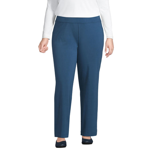 Lands' End Womens Starfish Straight Pants Evening Blue Tall X-Large