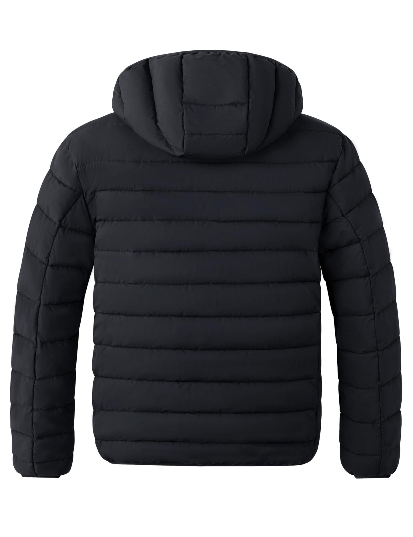 wantdo Men's Big and Tall Puffy Jacket Short Bubble Coat Packable Puffer Jacket with Hood Black 3X-Large Tall