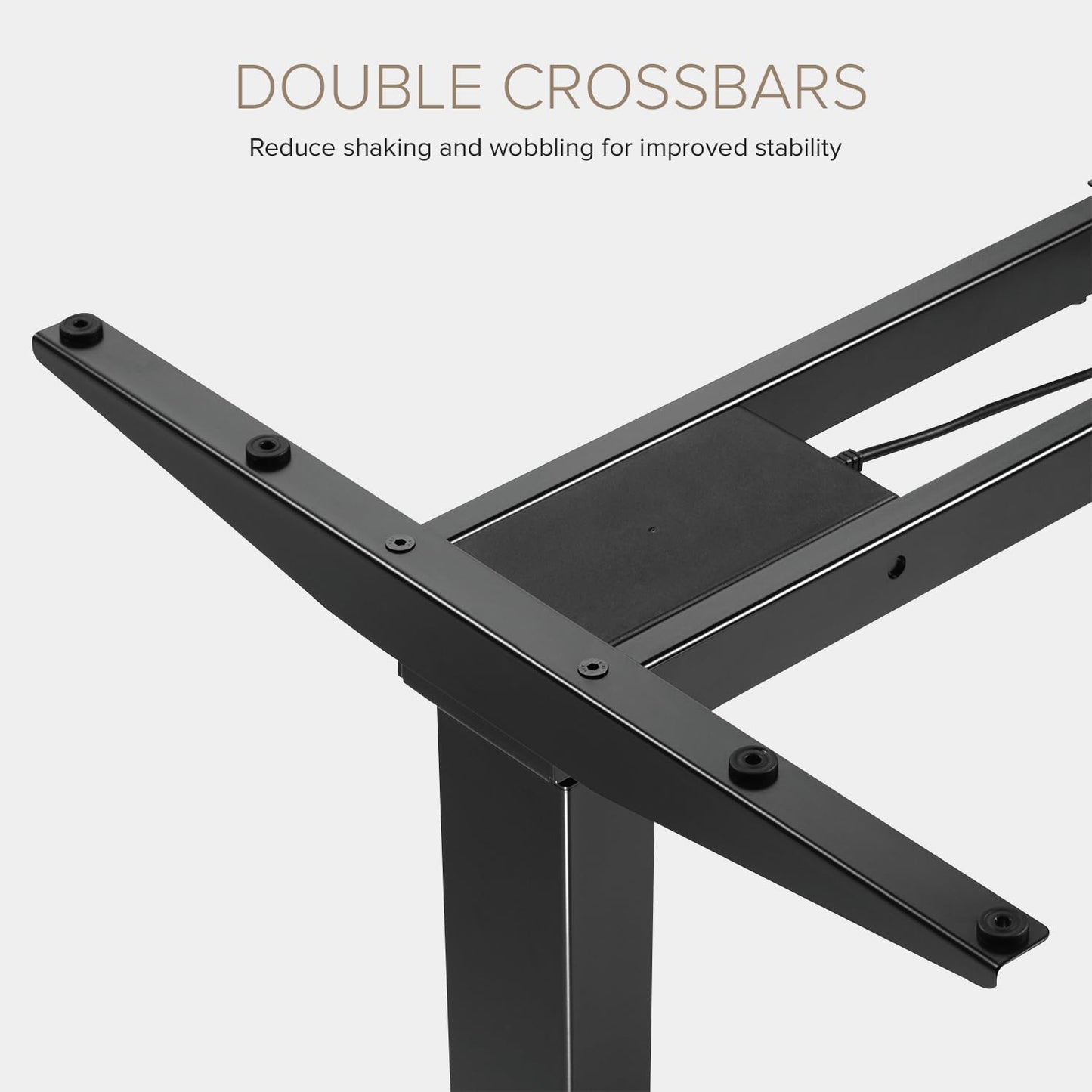 POUT TEKDEC Dual Motor 3-Stage Electric Adjustable Standing Computer Desk Base 24.4” - 51" Height for Home and Office (Black) - 51" Max Height