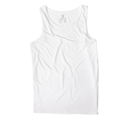 Men's Tall Slim-Fit Orginal Tank Top Shirt, Soft Polyester Blend Long Tee (Tall, X-Large, White)