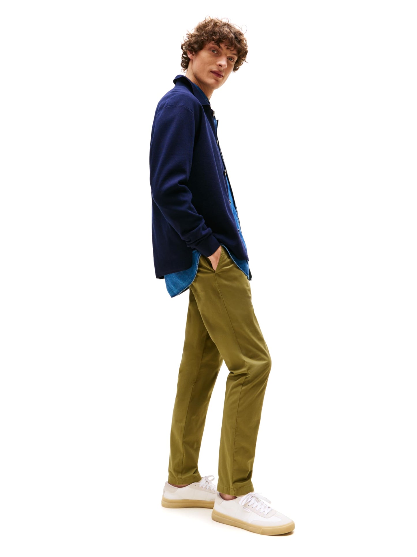Tommy Hilfiger Men's Chino Pants Stretch Slim-Fit, Uniform Olive 30x36
