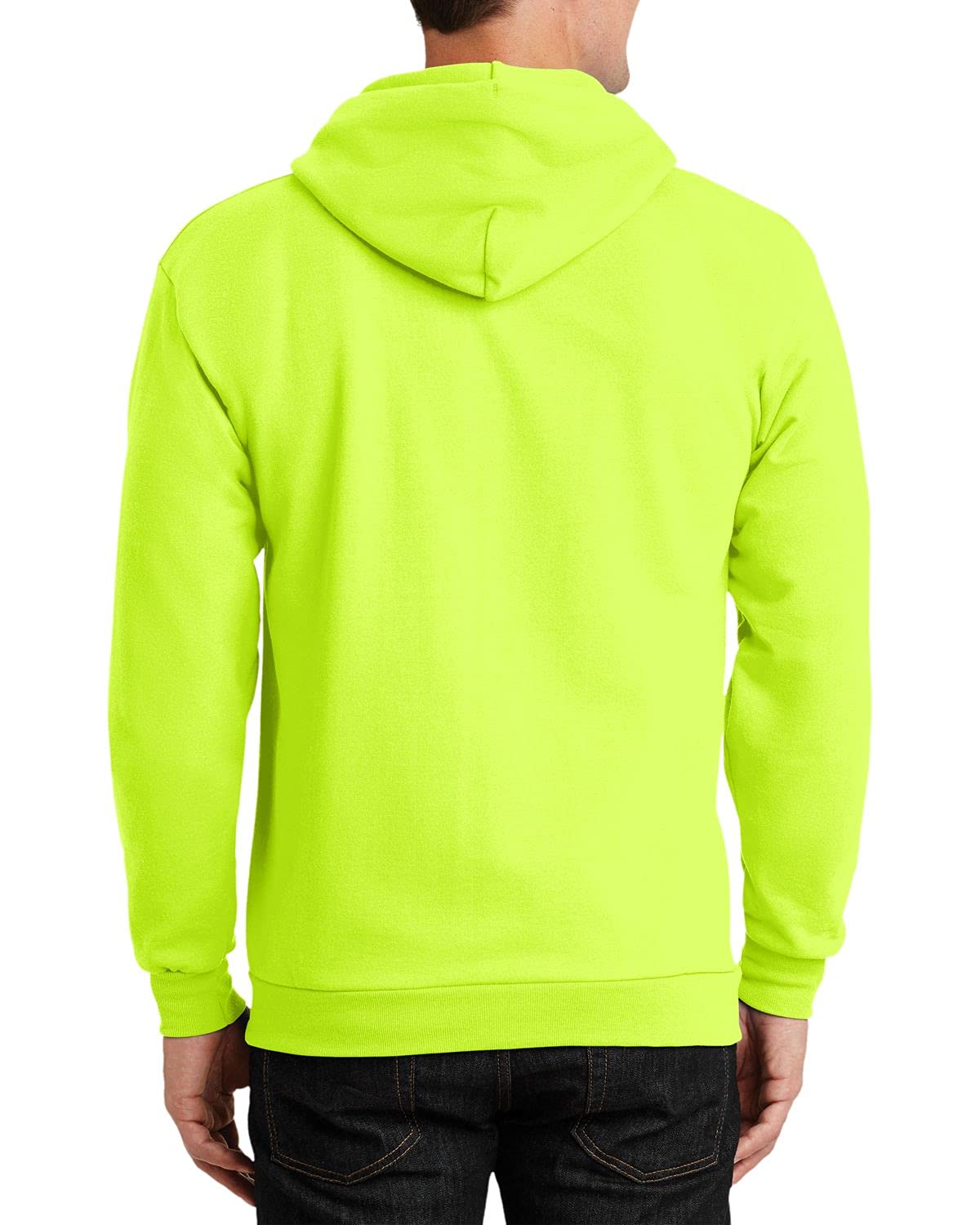 JustBlanks Mens Long Sleeve Hooded Sweatshirt Heavyweight Full-Zip Fleece Hoodie Sweatshirt for Men - Safety Green - LT