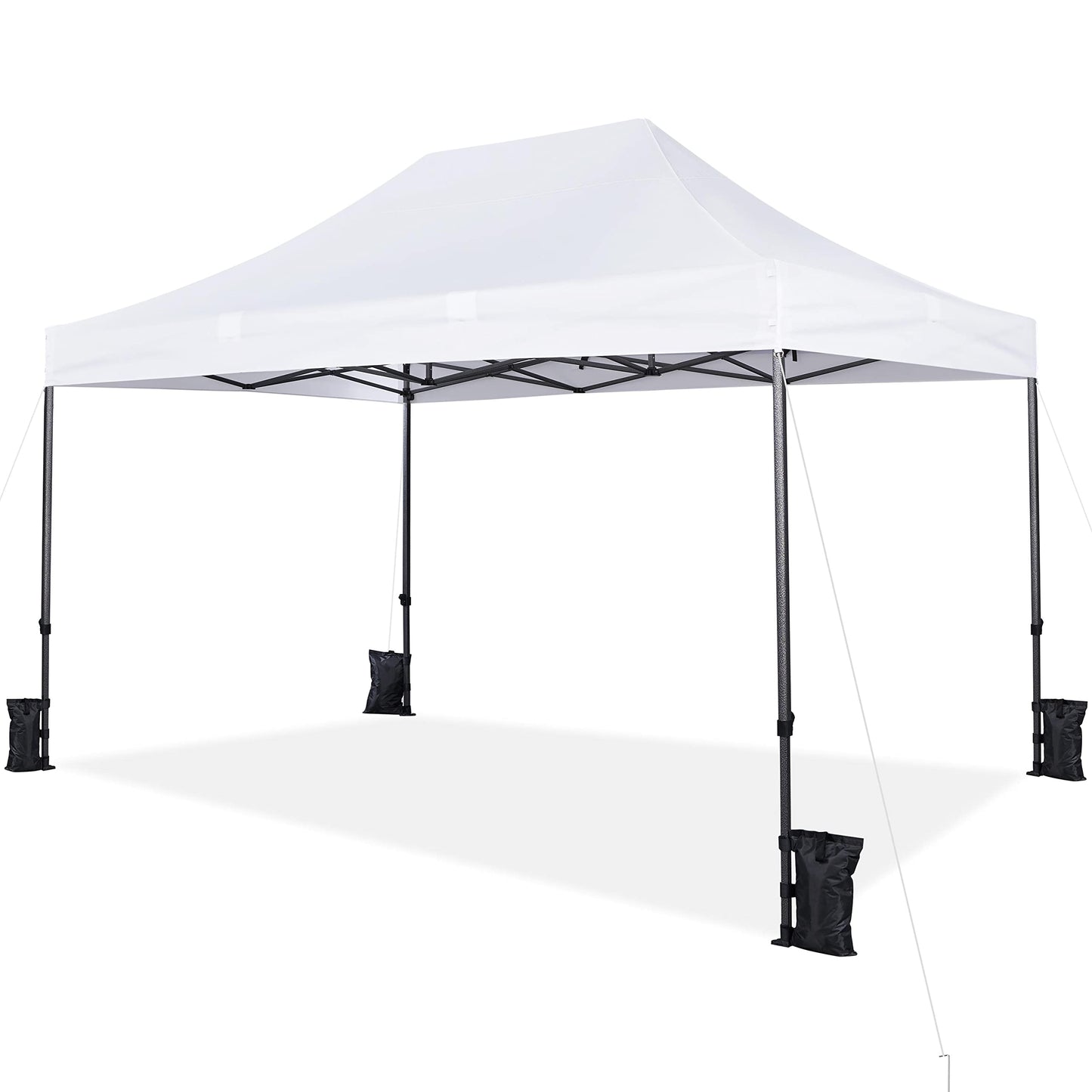 Yaheetech Heavy Duty Pop Up Canopy Tent, 10x15 Commercial Instant Shelter Tent, Outdoor Adjustable Canopy with Wheeled Bag, 4 Sandbags & 8 Stakes, White