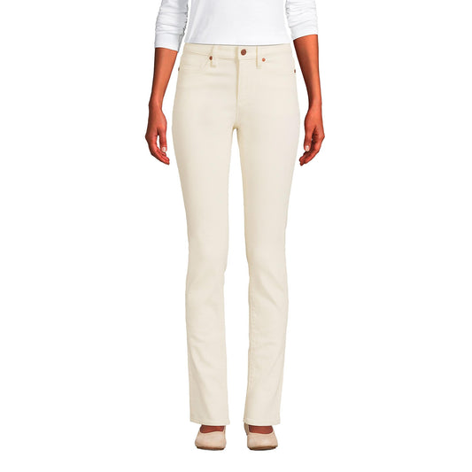 Lands' End Womens Recycled Denim MR Straight Leg Jean Natural Regular 18 32