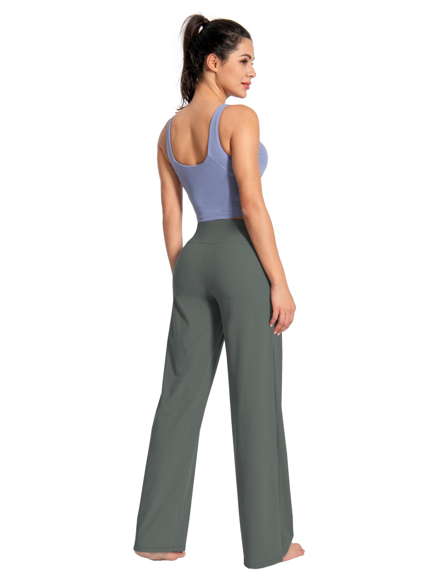 BUBBLELIME 29"/31"/33"/35"/37" Women's Wide Legs Yoga Pants Loose Lounge Sweatpants - Wide Legs_OLIVEGRAY M_35" Inseam