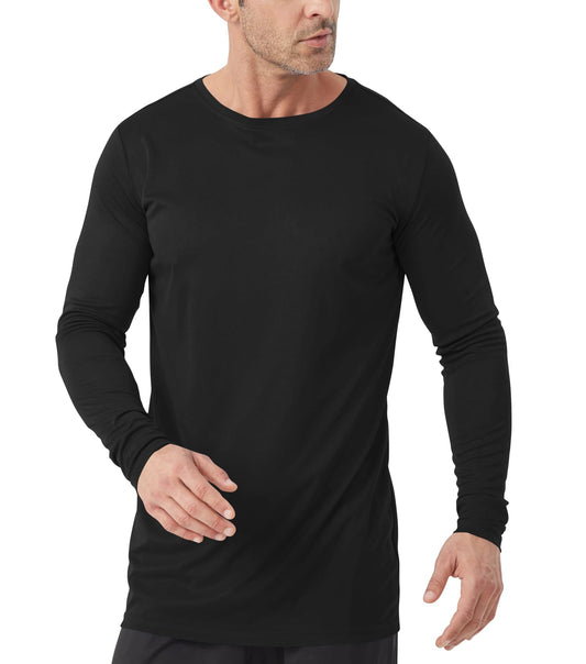 Men's Tall Rash Guard Long Sleeve T Shirts - UPF 50+ Sun Protection Tee Shirt for Fishing, Swim, Hiking Black