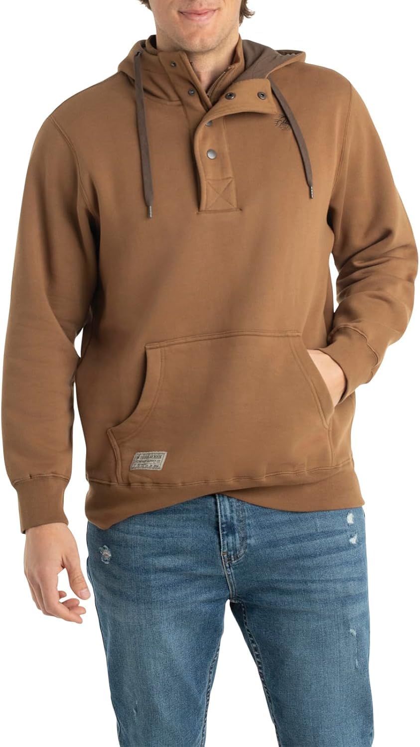 Legendary Whitetails Men's Tall Size Tough As Buck 1/4 Zip Action Hoodie, Rawhide, X-Large