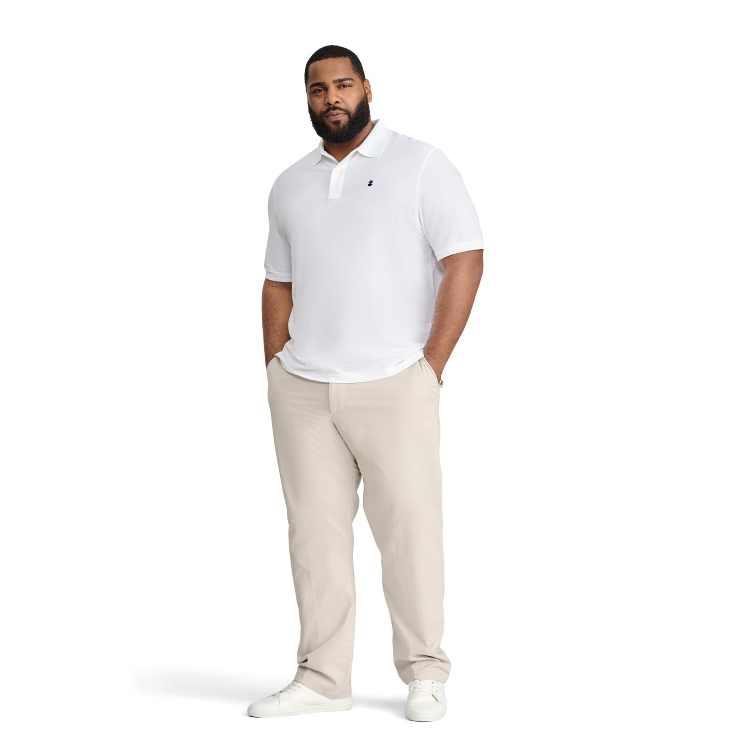 IZOD Men’s Big-and-Tall Advantage Performance Short-Sleeve Solid Polo Shirt, Bright White, X-Large