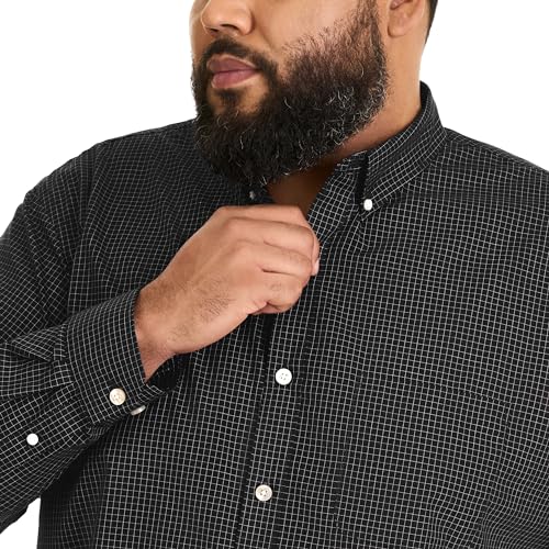 Van Heusen Men's Size Big Wrinkle Free Long Sleeve Button Down Shirt, Black, 4X-Large Tall