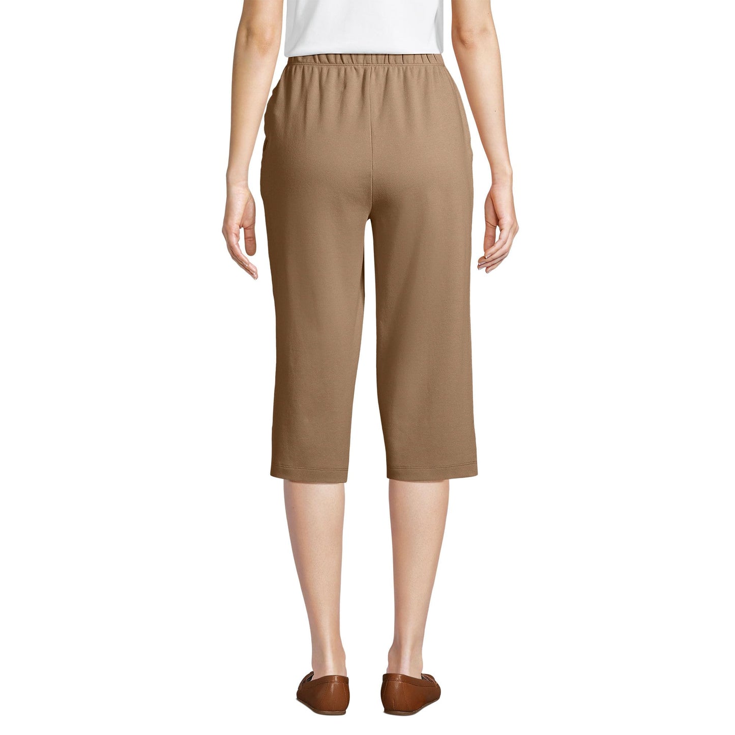 Lands' End Women s Sport Knit Capri Pants Rich Camel Tall Medium