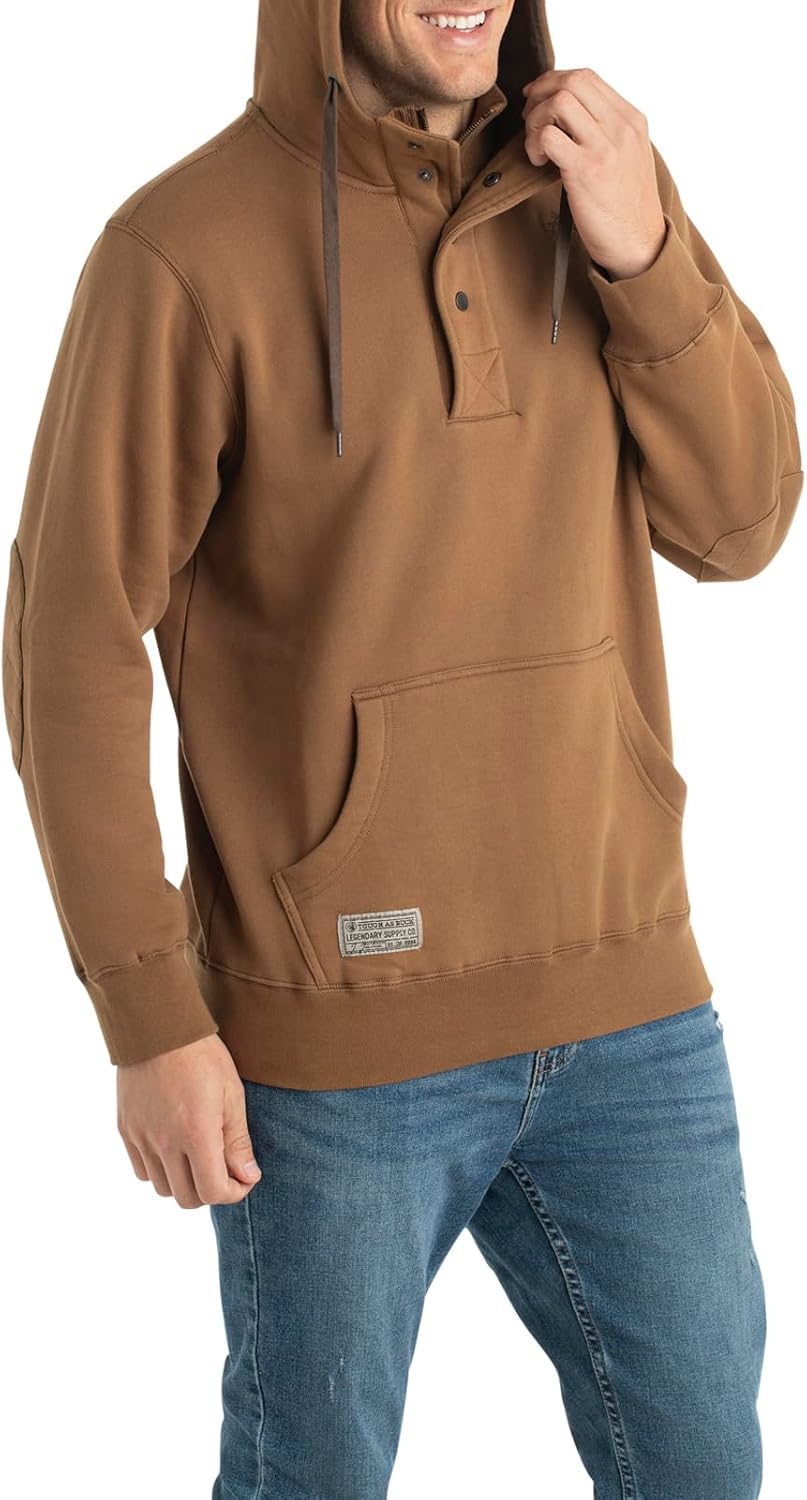 Legendary Whitetails Men's Tall Size Tough As Buck 1/4 Zip Action Hoodie, Rawhide, Large