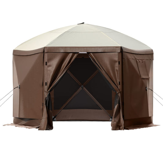 SmarketBuy 10 x 10 FT Gazebo Tent, Pop Up Design Camping Gazebo Tent, 6-Sided Pop-up Canopy Shelter Tents Portable 8 Person Gazebos Screen Tents for Camping and Backyard Activities