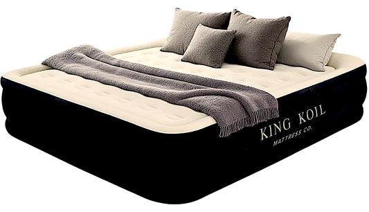 King Koil Luxury California King Size Air Mattress with Built-in High-Speed Pump Best for Home, Camping & Guests, 20" Double High Airbed Adjustable Blow Up Mattress, Waterproof, 1-Year Warranty
