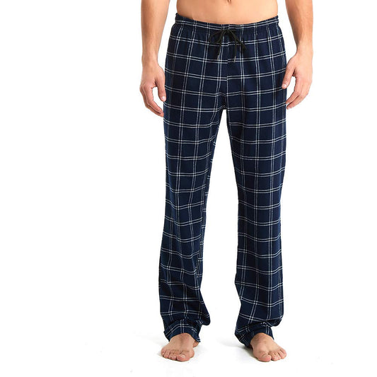 Idtswch Mens Tall Pajama Pants 36" Inseam Plaid Lounge Pants Sleepwear Pajama Bottoms 100% Cotton Navy/White