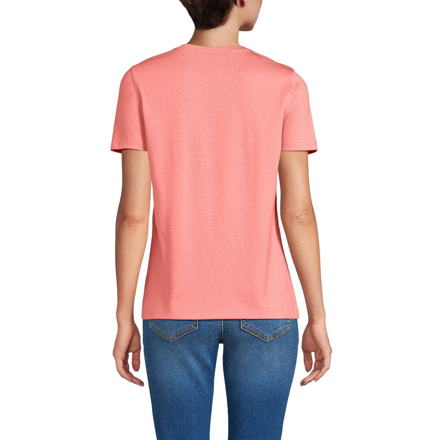 Lands' End Womens Short Sleeve Relaxed Supima Cotton Crew Neck T Shirt Coral Clay Tall X-Large