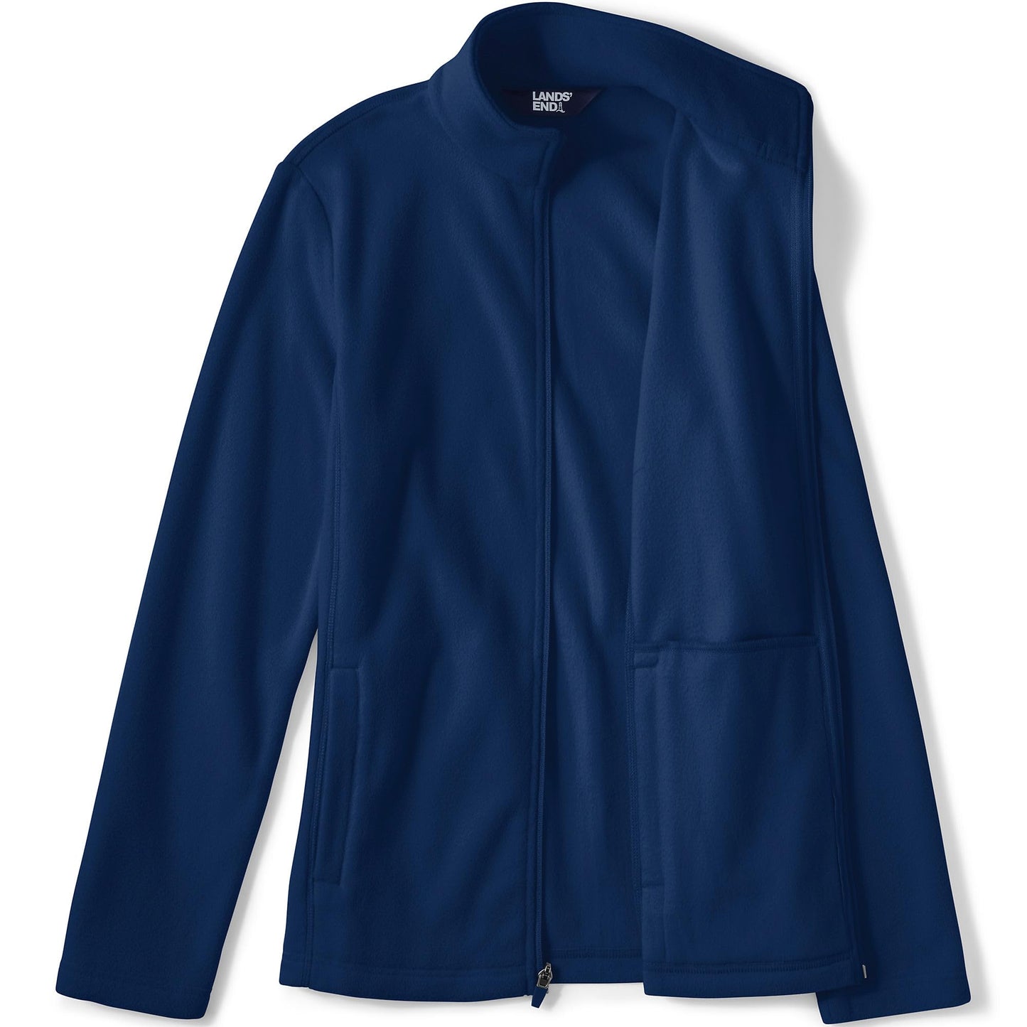 Lands' End Womens Full Zip Fleece Jacket Deep Sea Navy Tall Small