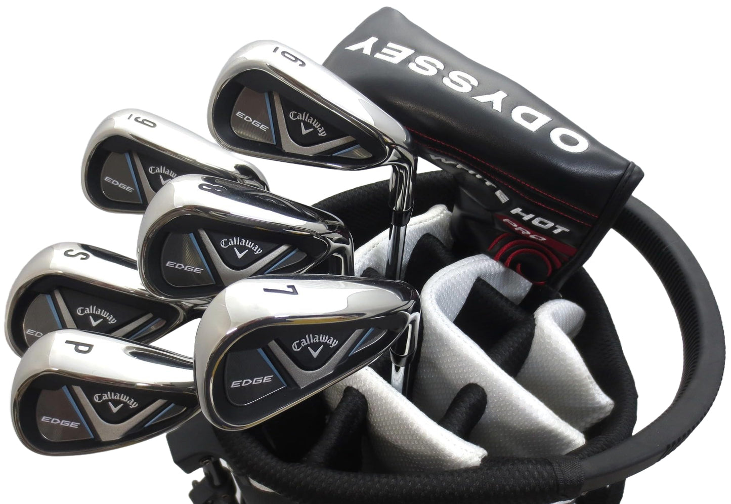 Callaway Tall Mens Complete Golf Set Driver, Wood, Hybrid, Irons, Odyssey Putter Stiff Flex +1 inch Length