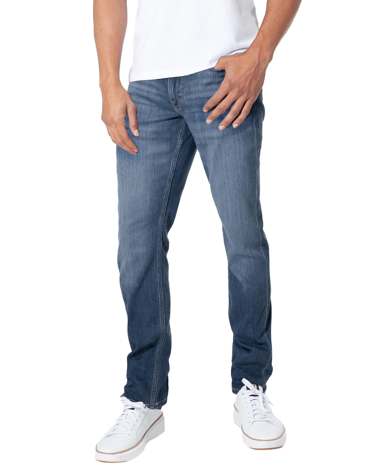 True Classic Mens Jeans – Stretch Jeans for Men, Slim Fit Men’s Stretch Jean - Tapered Skinny Fit, High-Stretch - Medium Indigo, 34W X 36L