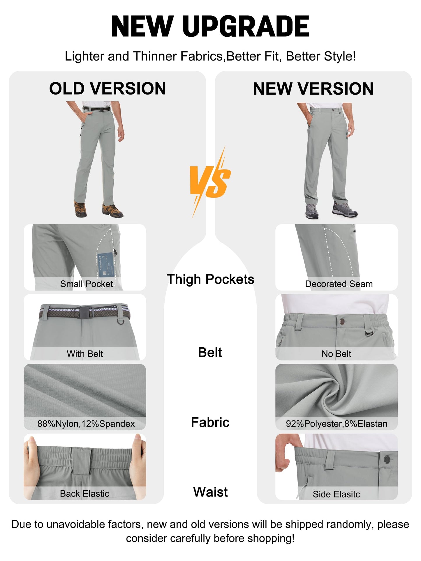 SEVEGO 30"/32"/34"/36" Inseam Men's Tall Hiking Pants Quick Dry Outdoor Waterproof Fishing Cargo Pants with Belt 5 Pockets 38" Light Green M